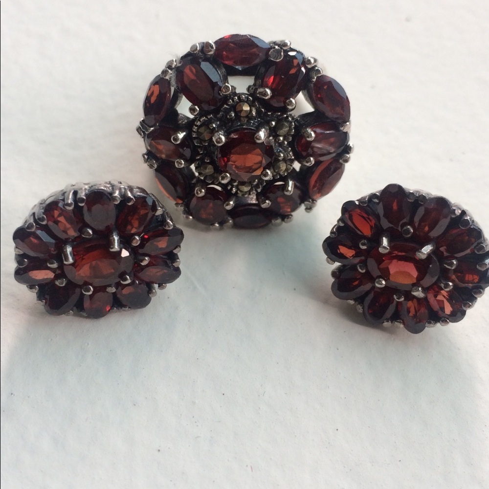 Vintage Sterling Silver Ring and Earrings Set